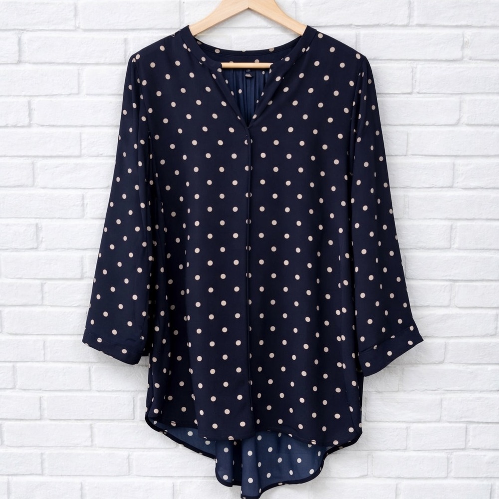 41 Hawthorne Blouse Polka Dot Plus Size Work Office Business Top Shirt